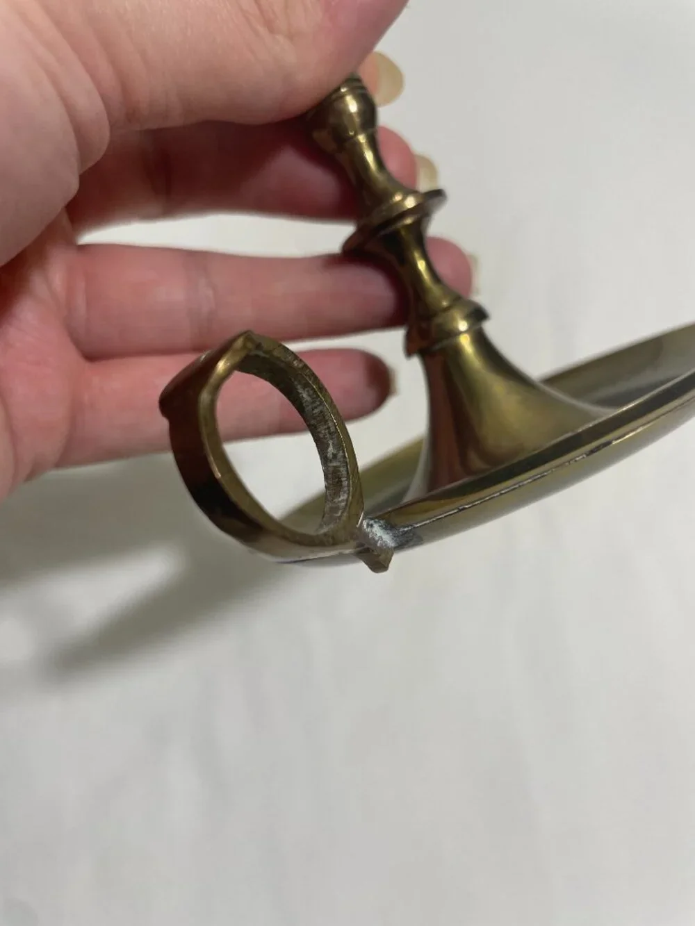 Vintage Solid Brass Chamberstick Finger Loop Candle Holder Made in India 5